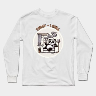 Sweet Animals: Bears Today Need To Chill - Cute Panda - A Funny Silly Retro Vintage Style Long Sleeve T-Shirt